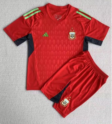 Argentina Målvakt babykläder Bortatröja barn VM 2022 Korta ärmar (+ Korta byxor)